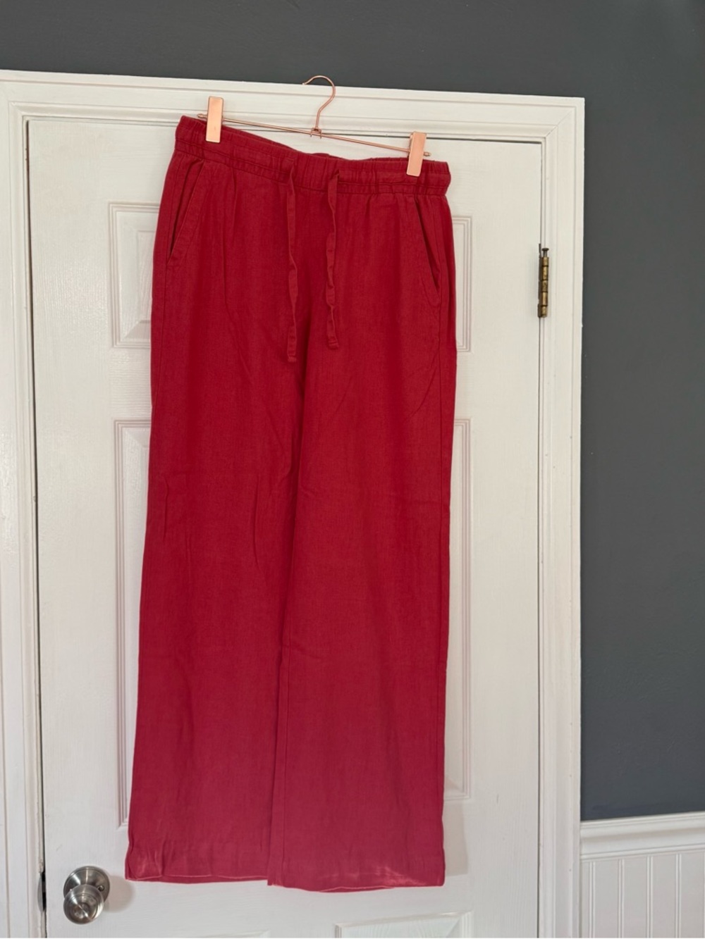 Old Navy Red Linen Blend Wide Leg Pants